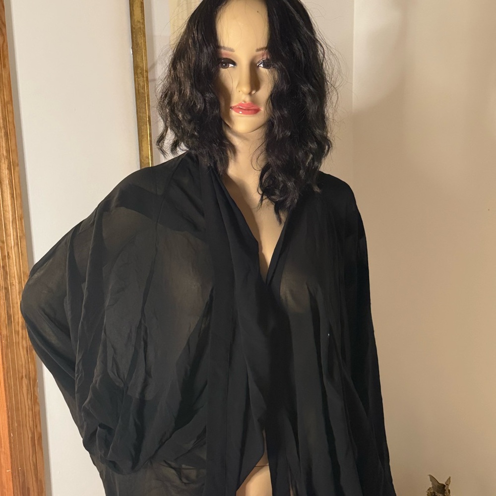 City Chic Black Sheer Robe